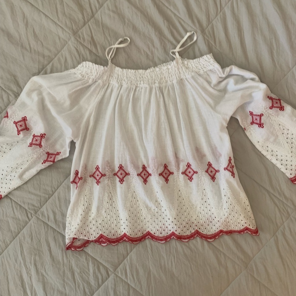 GORGEOUS off shoulder embroidered festival top.